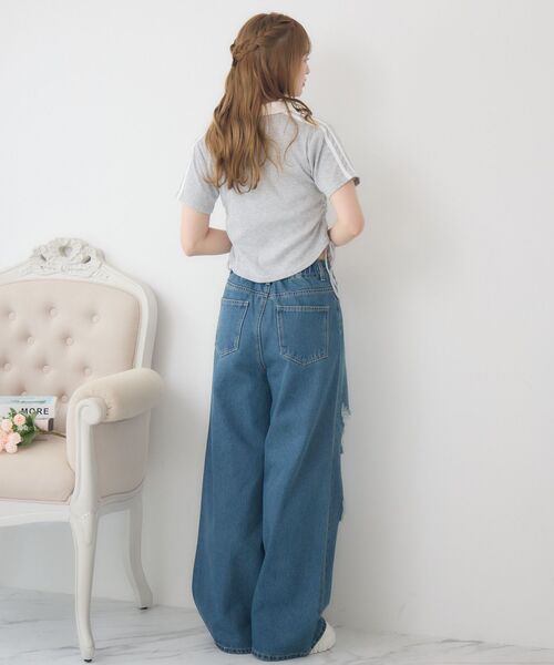 Emsexcite（エムズエキサイト） ワイドパンツ パンツ ダメージデニムPT