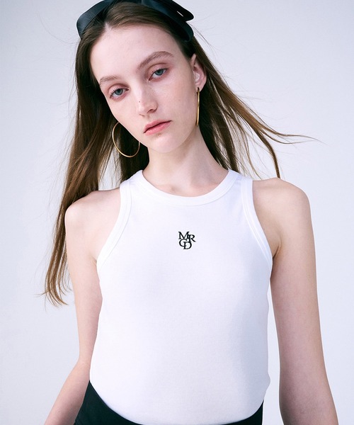 mardi トップス タンクトップ ホワイト ブラック ○Mardi Mercredi○TANK RACER ALUMNI CLASSIQUE_WHITE BLACK