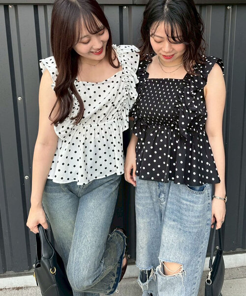 continuer de NICE CLAUP ブラウス シャツ 「前後2WAY/ドット柄