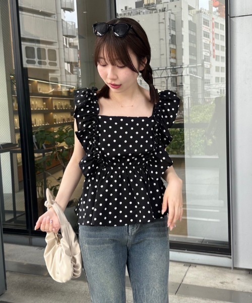 continuer de NICE CLAUP ブラウス シャツ 「前後2WAY/ドット柄