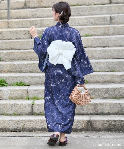 Petitjo 浴衣 小さいサイズ 線花柄ワンピース浴衣3点セット