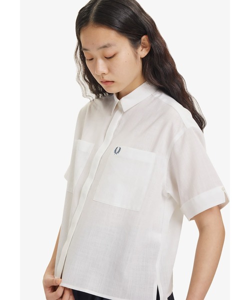「FRED PERRY」 半袖シャツ 10 ホワイト レディース