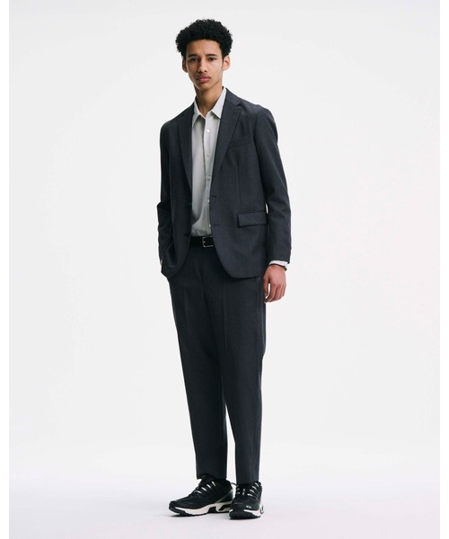 パンツ SOPHNET. WOOL SHIRRING SLIM FIT SLACKS SOPHNET.（ソフネット） スラックス FLANNEL WOOL SHIRRING SLIM-FIT