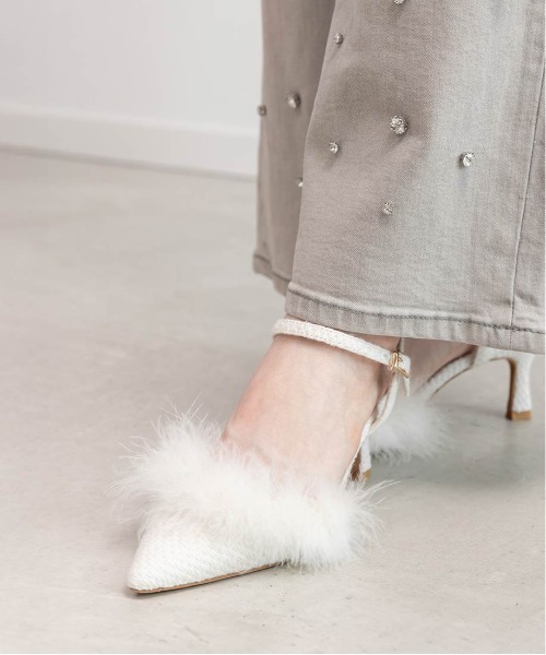 RANDA（ランダ） パンプス ファーデザインストラップパンプス