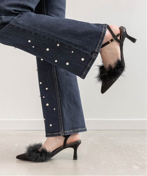 RANDA（ランダ） パンプス ファーデザインストラップパンプス