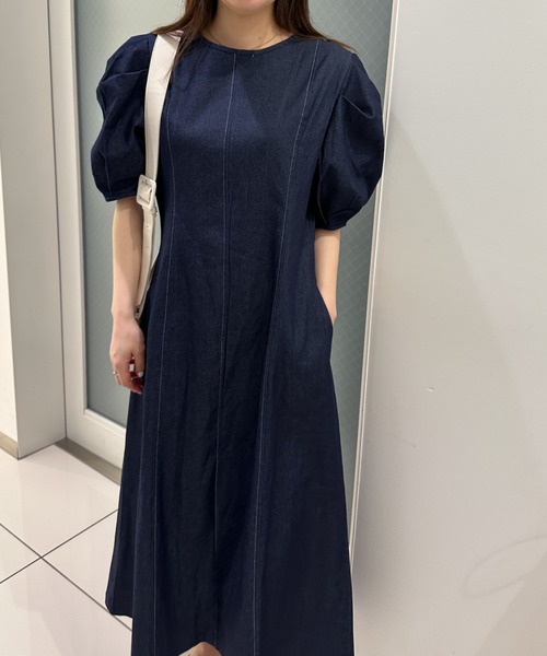 「solleim」 半袖ワンピース M ネイビー レディース_画像2