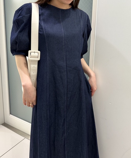 「solleim」 半袖ワンピース M ネイビー レディース_画像4