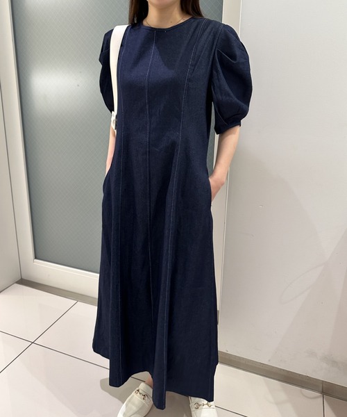 「solleim」 半袖ワンピース M ネイビー レディース_画像5