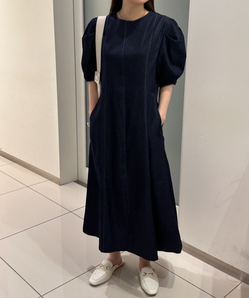 「solleim」 半袖ワンピース M ネイビー レディース_画像6