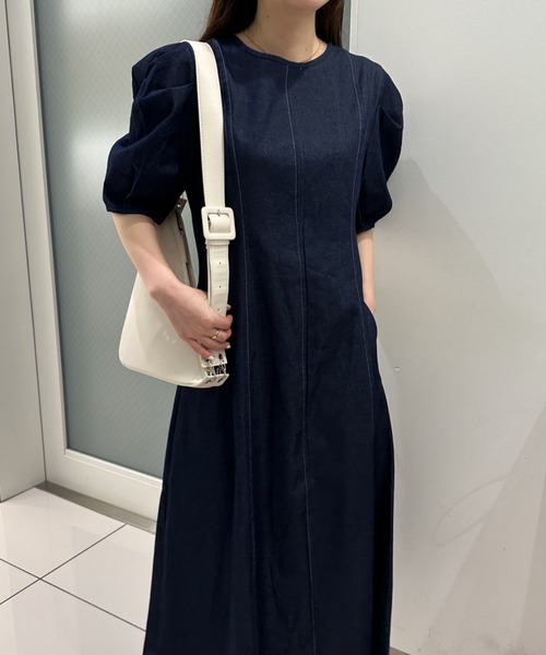 「solleim」 半袖ワンピース M ネイビー レディース_画像8