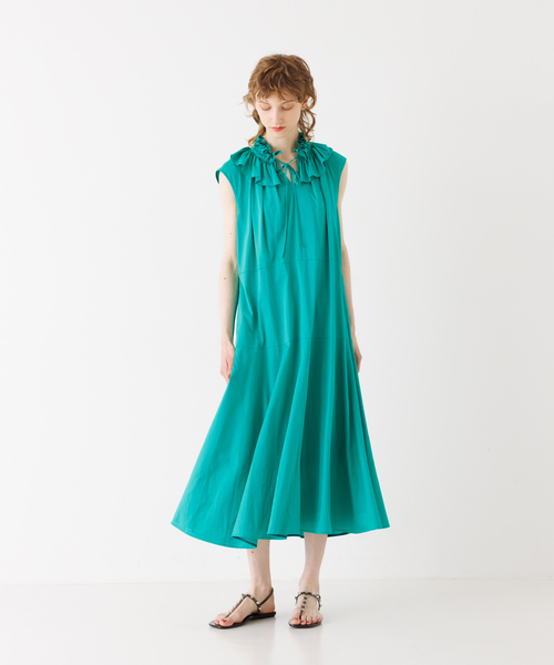 新品タグなし◯オールドマンズテーラー フリルカラー ワンピース グリーン MILKFED.（ミルクフェド）の「RUFFLE COLLAR DRESS（ワンピース）」 - WEAR