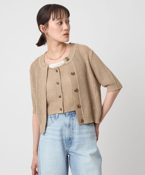 theory luxe 24SS メッシュ編みショートスリーブカーディガン セオリーリュクス メッシュ編みショートスリーブカーディガン 38