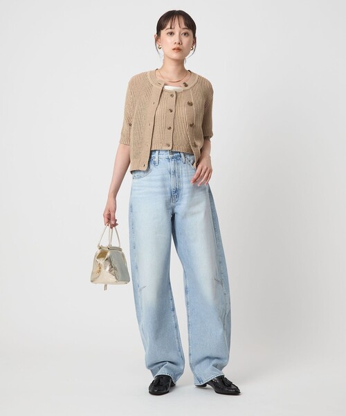 green label relaxing カーディガン メッシュ ニット ショート