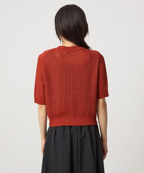 green label relaxing カーディガン メッシュ ニット ショート