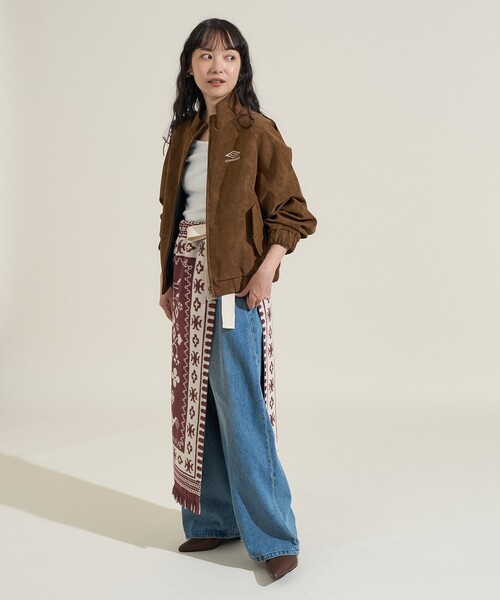 　ファブリックミックス フルジップジャケット 　ラップスカート FREAK'S STORE（フリークスストア） スカート ブランケット リメイク