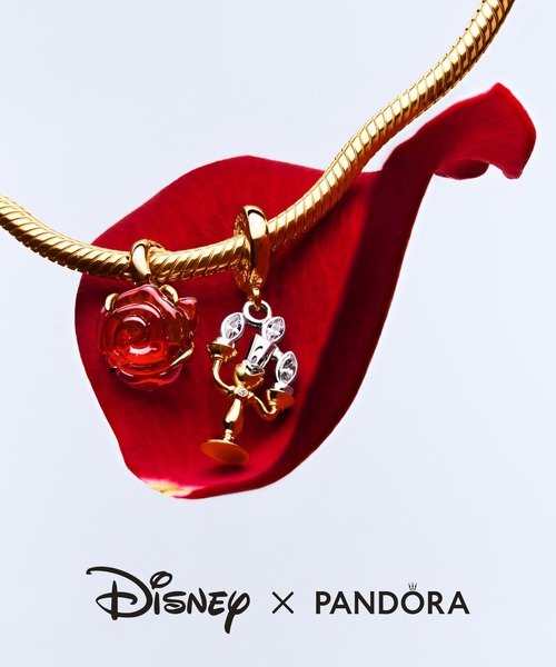 PANDORA（パンドラ） チャーム ディズニー 美女と野獣 ローズ ダングル