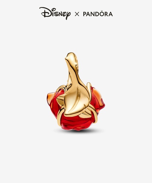 PANDORA（パンドラ） チャーム ディズニー 美女と野獣 ローズ ダングル