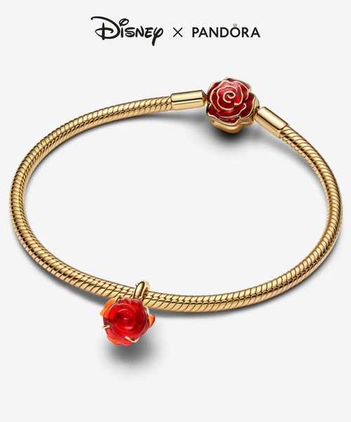 PANDORA（パンドラ） チャーム ディズニー 美女と野獣 ローズ ダングル