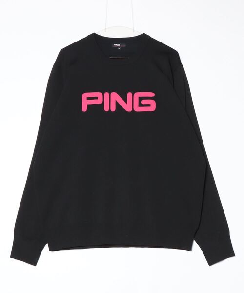 PING ブラック セーター LL PING（ピン） セーター ニット 10カラークルーネックニット メンズ