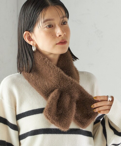 SHIPS（シップス） マフラー ストール 「手洗い可能」フェイク ファー