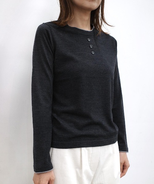 新品未使用ピッコーネ 長袖ニットプルオーバー 38 studio picone STUDIO PICONE（スタジオピッコーネ） ニット セーター ウール100％BIG