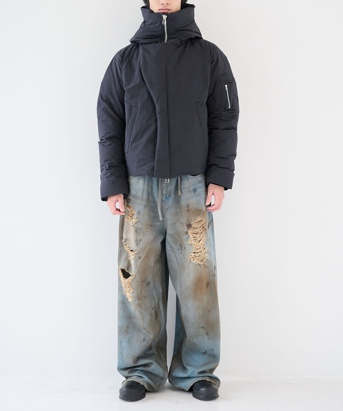 ダウンジャケット ダウン 「NVRFRGT」HOODED PUFFER JACKET メンズの画像