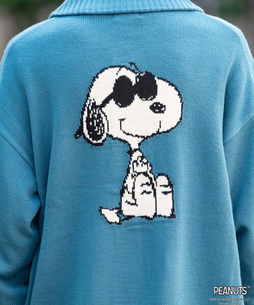 「PEANUTS」 ニットカーディガン LARGE ブルー メンズ_画像3