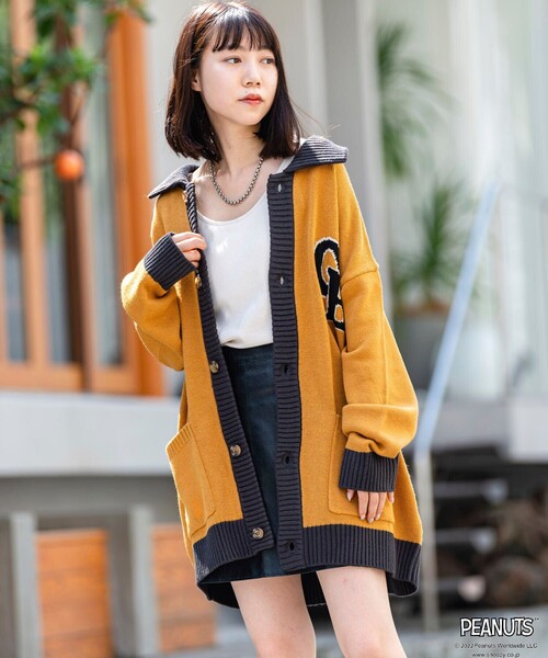 「PEANUTS」 ニットカーディガン LARGE ブルー メンズ_画像4