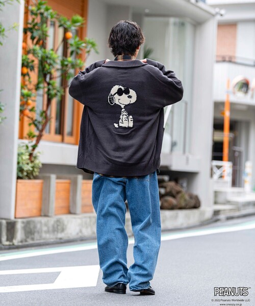 「PEANUTS」 ニットカーディガン LARGE ブルー メンズ_画像6