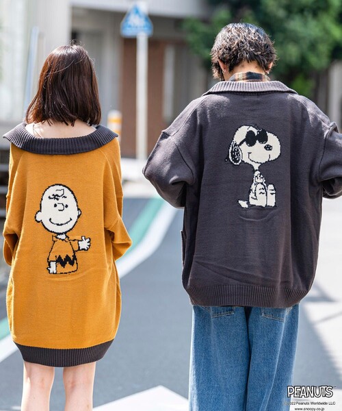 「PEANUTS」 ニットカーディガン LARGE ブルー メンズ_画像9