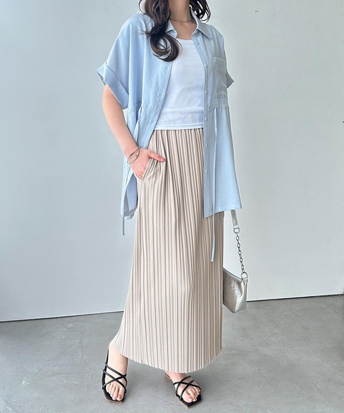 ロング スカート 「-10cmカット可能」S-3Lサイズ展開/接触冷感！セルフカットプリーツナロースカート | GeeRA | 11