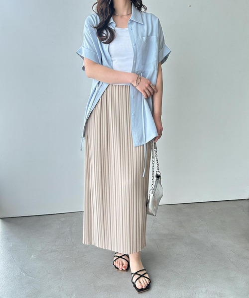 ロング スカート 「-10cmカット可能」S-3Lサイズ展開/接触冷感！セルフカットプリーツナロースカート | GeeRA | 12