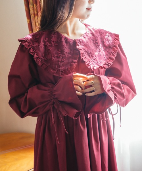 「kutir」 長袖ワンピース SMALL レッド レディース_画像8