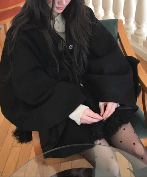 LUCPY コート アウター フレアスリーブケープコート レディース