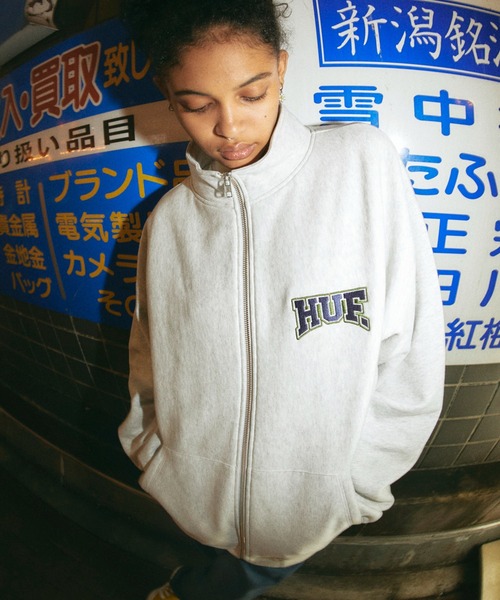 HUF」 スウェットカットソー X-LARGE ブラック メンズ HUFハーフジップ 