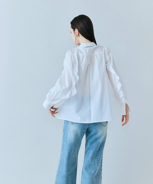 ブラウス シャツ 「人気追加」ビジューネクタイ付きシャツ レディースの画像