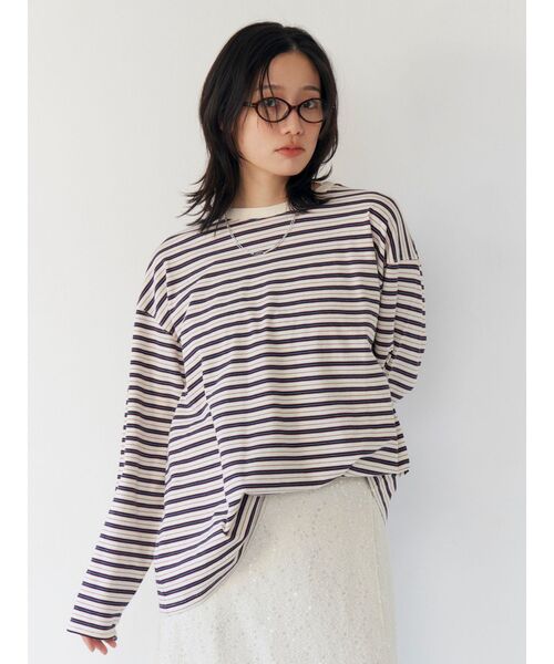 Ungrid（アングリッド） tシャツ マルチボーダーロングスリーブTee
