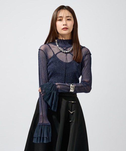 Ellno de Mavie（エルノデメヴィ） tシャツ ソデフリルラメシアー