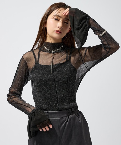 Ellno de Mavie（エルノデメヴィ） tシャツ ソデフリルラメシアー