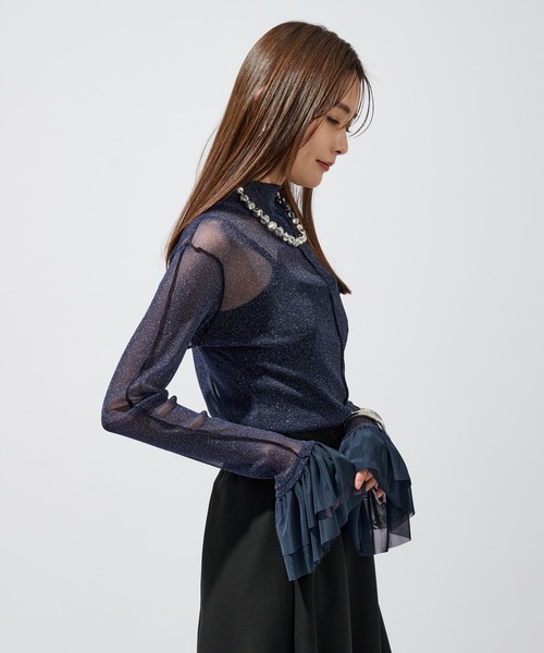 Ellno de Mavie（エルノデメヴィ） tシャツ ソデフリルラメシアー