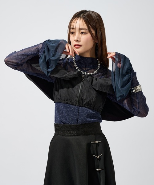 Ellno de Mavie（エルノデメヴィ） tシャツ ソデフリルラメシアー