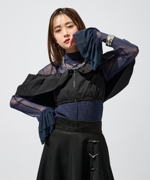 Ellno de Mavie（エルノデメヴィ） tシャツ ソデフリルラメシアー