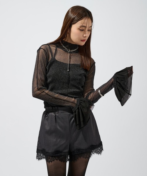 Ellno de Mavie（エルノデメヴィ） tシャツ ソデフリルラメシアー