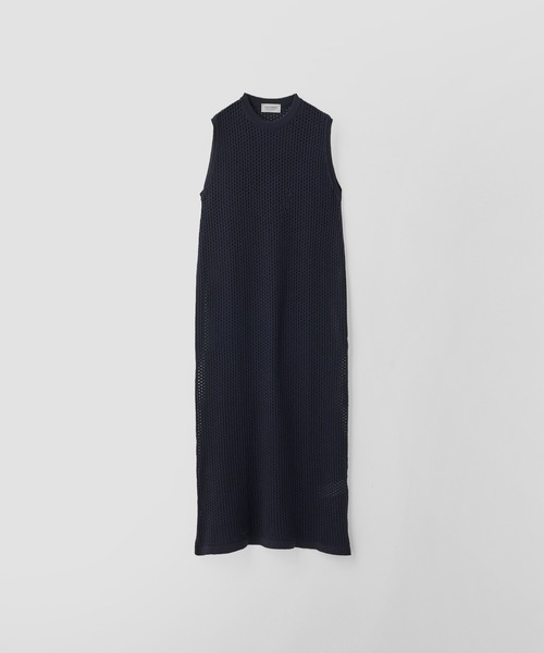 ワンピース コットン透かしレース編みロングニットワンピースの画像