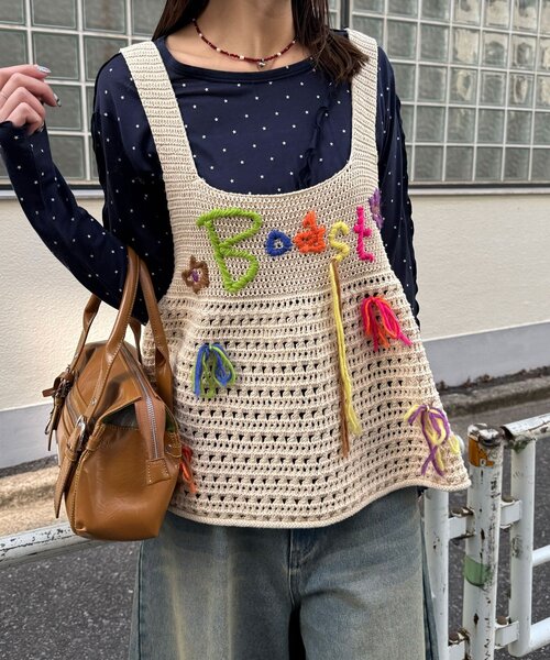 CIAOPANIC（チャオパニック） キャミソール Boostハンドステッチニット