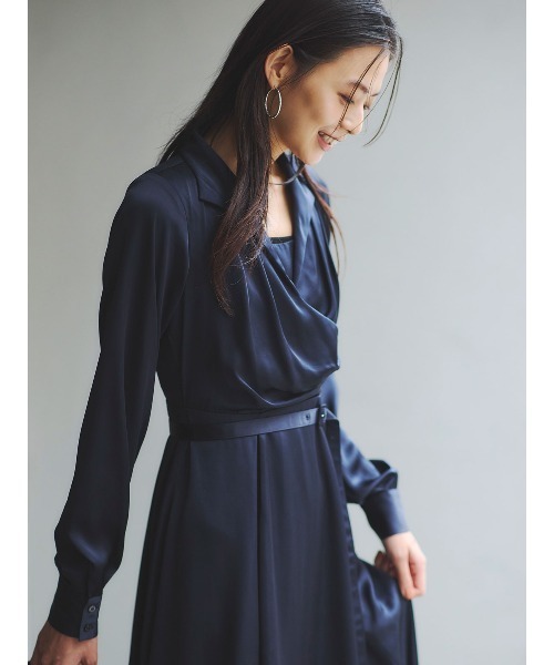「anuans」 長袖ワンピース SMALL ネイビー レディースの画像