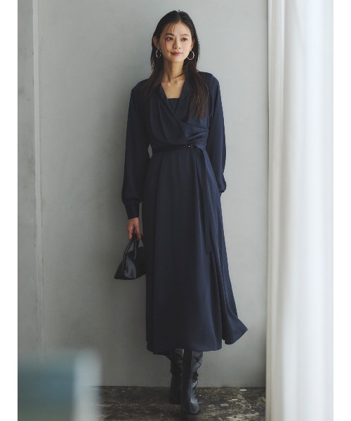 「anuans」 長袖ワンピース SMALL ネイビー レディースの画像