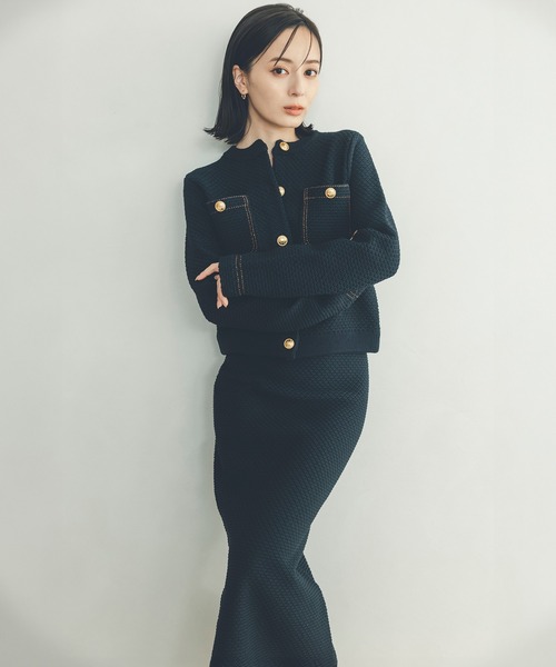 「anuans」 ニットスカート SMALL ネイビー レディースの画像