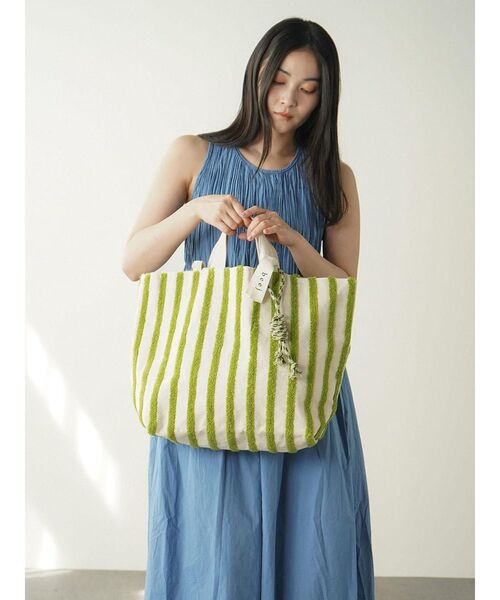 FIKA.（フィーカ） トートバッグ 大きめ Loop embroidered stripe bag