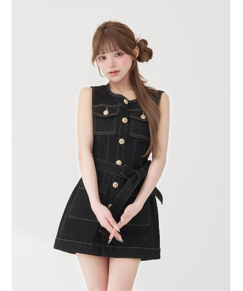 新品 Darich ダーリッチ　ウエストマークステッチデニムミニワンピース Darich（ダーリッチ） ワンピース ウエストマークステッチデニムミニ
